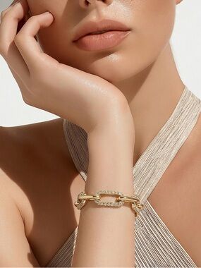 🆕J. Crew Gold Chain Bracelet Pave Crystals